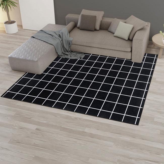 Tapete para Sala Quarto Belga Antiderrapante Grid Preto